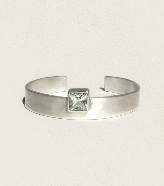 Object Silver Cuff — Square, Green Quartz